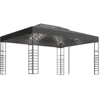 vidaXL Prieel met LED-lichtslinger 3x4 m antracietkleurig