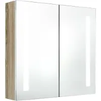 vidaXL Badkamerkast met spiegel en LED 62x14x60 cm wit en eikenkleurig