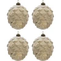 Clayre & Eef Grijze Doos kerstballen Ø 8*13 cm (set 4) 6GL3304