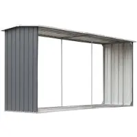 vidaXL Houtopslag van verzinkt staal, 330 x 92 x 153 cm, grijs