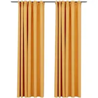 vidaXL Gordijnen linnen-look verduisterend haken 2 st 140x225 cm geel