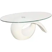 vidaXL Salontafel met ovaal glazen tafelblad hoogglans wit