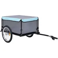 vidaXL Fietstrailer 65 kg grijs en blauw