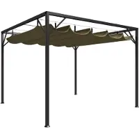 vidaXL Tuinprieel met uittrekbaar dak 180 g/m² 3x3 m taupe