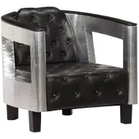 vidaXL Fauteuil luchtvaartstijl echt leer zwart