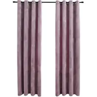vidaXL Gordijnen verduisterend met ringen 2 st 140x245 cm fluweel roze
