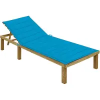vidaXL Ligbed met blauw kussen geïmpregneerd grenenhout