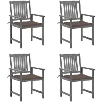 vidaXL Tuinstoelen 4 st met kussens massief acaciahout grijs