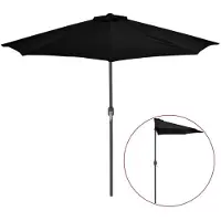 vidaXL Balkonparasol half met aluminium paal 270x144x222 cm zwart
