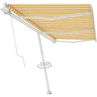 vidaXL Luifel vrijstaand automatisch 600x300 cm geel en wit