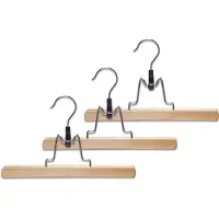 Zeller 9x Houten broekhangers/rokhangers kledinghangers met klem 25 cm - Kledinghangers
