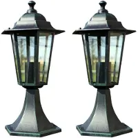 vidaXL Tuinlampen 2 st aluminium donkergroen/zwart