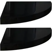 vidaXL Hoekschappen zwevend 2 st 35x35x3,8 cm MDF hoogglans zwart