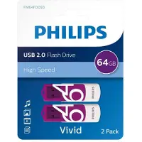 Philips FM64FD05D - USB 2.0 64GB - Vivid - Paars - 2 stuks