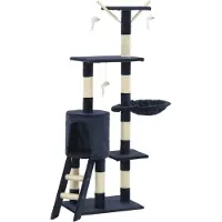 vidaXL Kattenkrabpaal met sisal krabpalen 138 cm donkerblauw