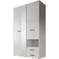 Meubella Kledingkast - Wit - 128x54x206 - Spiegel - Garderobekast