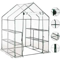 vidaXL Tuinkas met 8 schappen 143x143x195 cm