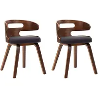 vidaXL Eetkamerstoelen 2 st gebogen hout en stof donkergrijs