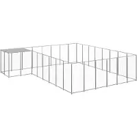 vidaXL Hondenkennel 15,73 m² staal zilverkleurig