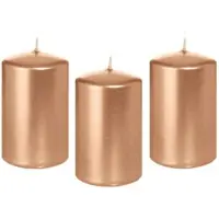 Blokker 8x Kaarsen Rosegoud 5 X 8 Cm 18 Branduren Sfeerkaarsen - Stompkaarsen