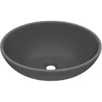 vidaXL - Wastafel - ovaal - 40x33 - cm - keramiek - mat - donkergrijs