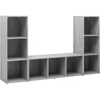 vidaXL Tv-meubelen 3 st 107x35x37 cm bewerkt hout betongrij