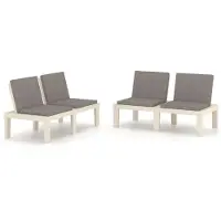 vidaXL Tuinbanken met kussens, 2 stuks, kunststof, wit