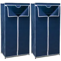 Blokker 2x Stuks Mobiele Opvouwbare Kledingkasten Blauw 75 X 46 X 160 Cm - Campingkledingkasten