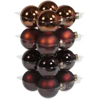 Othmar decorations 16x stuks glazen kerstballen mahonie bruin 8 cm mat/glans - Kerstbal