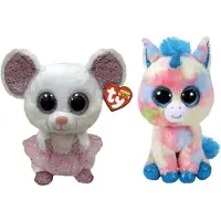 TY - Knuffel - Beanie Buddy - Nina Mouse & Blitz Unicorn
