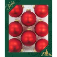 Bellatio 24x Stuks Glazen Kerstballen 7 Cm Vuurrood - Kerstbal