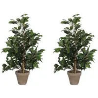 Mica Decorations 2x Groene ficus kunstplanten 65 cm - Kunstplanten