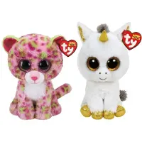 TY - Knuffel - Beanie Buddy - Lainey Leopard & Pegasus Unicorn