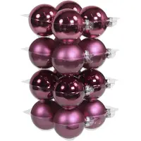 Othmar decorations 16x stuks glazen kerstballen cherry roze (heather) 8 cm mat/glans - Kerstbal