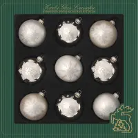 Bellatio 18x Stuks Luxe Gedecoreerde Glazen Kerstballen Zilver 8 Cm - Kerstbal
