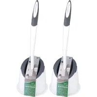 Merkloos 2x stuks hygienische wc-borstel/toiletborstel inclusief houder grijs/wit 41 cm van rubber - Toiletborstels