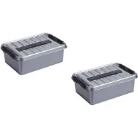 Blokker 5x Stuks Opbergboxen/opbergdozen 12 Liter Kunststof Metallic/zwart - Opbergbox