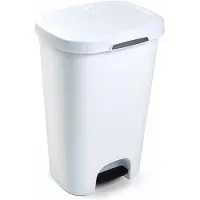 PlasticForte 1x Kunststof afvalemmers/vuilnisemmers wit 50 liter met deksel en pedaal - Pedaalemmers