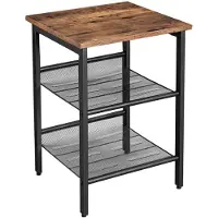 Parya - Bijzettafel met 2 Verstelbare Gaasplanken - Kleine Salontafel in Industriële Stijl - Vintage Donkerbruin