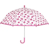 Playshoes kinderparaplu Hartjes meisjes 70 cm transparant/roze