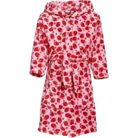 Playshoes fleece badjas Strawberries met aardbei dessin roze/rood All over print - 86/92