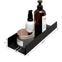 Schulte doucheplanchet - gemakkelijk te lijmen doucherek - eenvoudig zonder te boren - 28x9.5x3.5 cm - kleur zwart - hangend badkamerschapje D1851 68