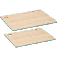 Alpina Set van 2x stuks snijplanken groene rand van bamboe hout - 23 x 30 cm en 28 x 38 cm