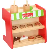 Marionette Speelgoed Houten Koffiezetapparaat En Winkel Set 2 In 1 - 19 x 26 x 24 cm