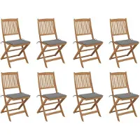 vidaXL Tuinstoelen 8 st inklapbaar met kussens massief acaciahout