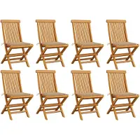 vidaXL Tuinstoelen 8 st met beige kussens massief teakhout