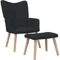 vidaXL Relaxstoel met voetenbank stof zwart