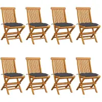 vidaXL Tuinstoelen 8 st met antracietkleurige kussens massief teakhout