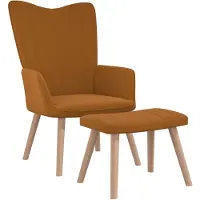 vidaXL Relaxstoel met voetenbank fluweel bruin