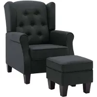 vidaXL Fauteuil met voetenbankje stof donkergrijs